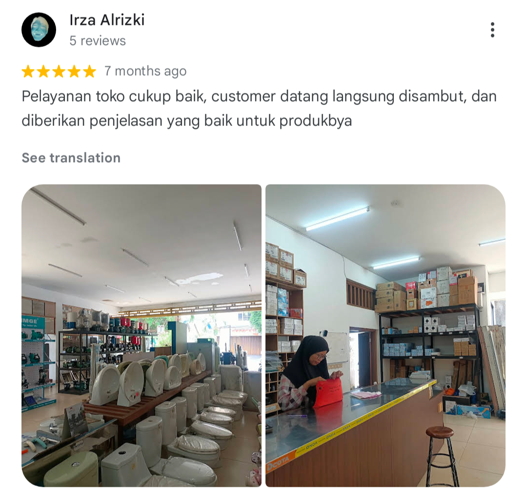 Google Maps review pelanggan CV Sumber Air